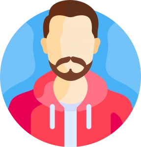 Ilustración de un hombre con barba y polerón.
