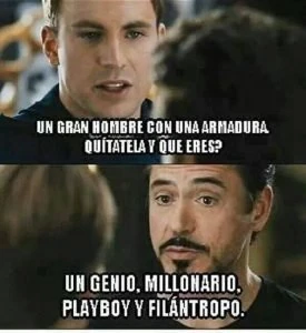 meme de tony stark diciendo genio millonario playboy filantropo