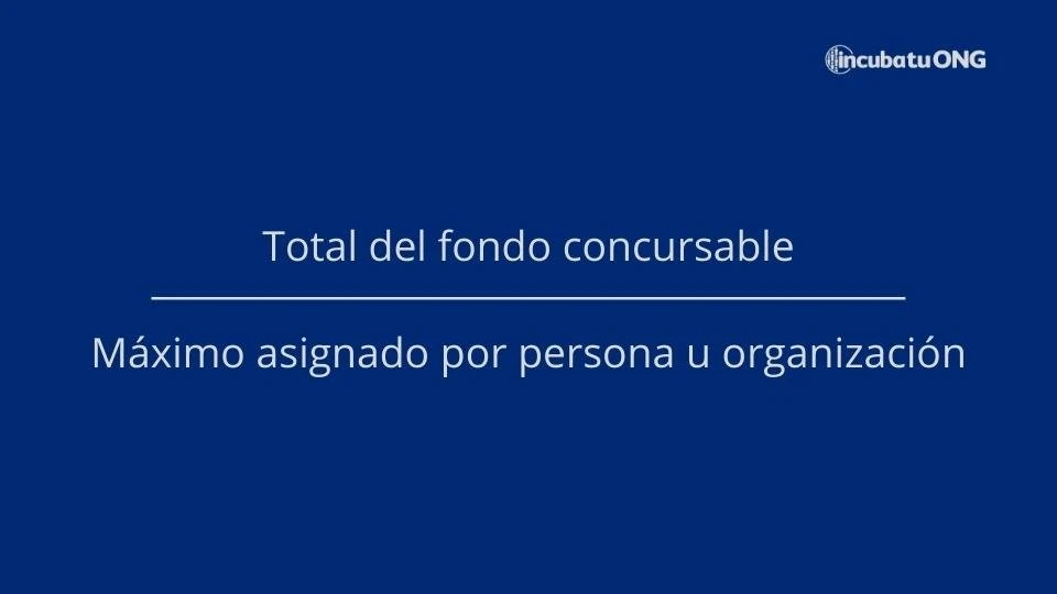 Gráfica que explica el monto total de un fondo concursable.